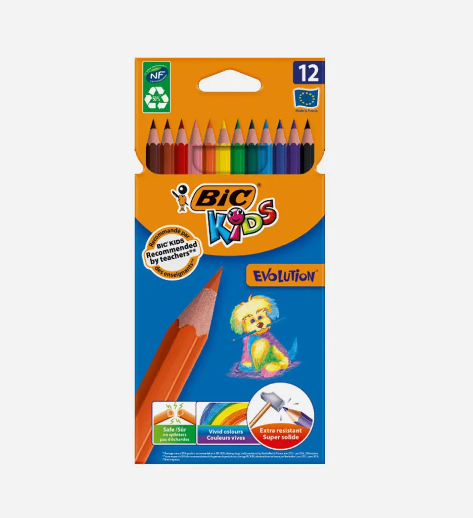 Pack de 12 crayons de couleur Kids Evolution - Bic