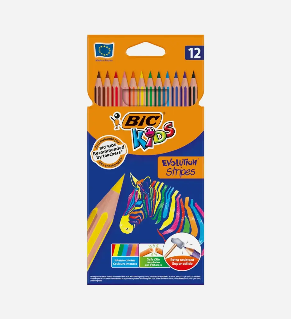 Pack de12 Crayons de couleur Triangulaires Evolution - Bic