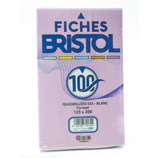 Paquet de 100 Fiches Bristol A4 Couleur - Oscar
