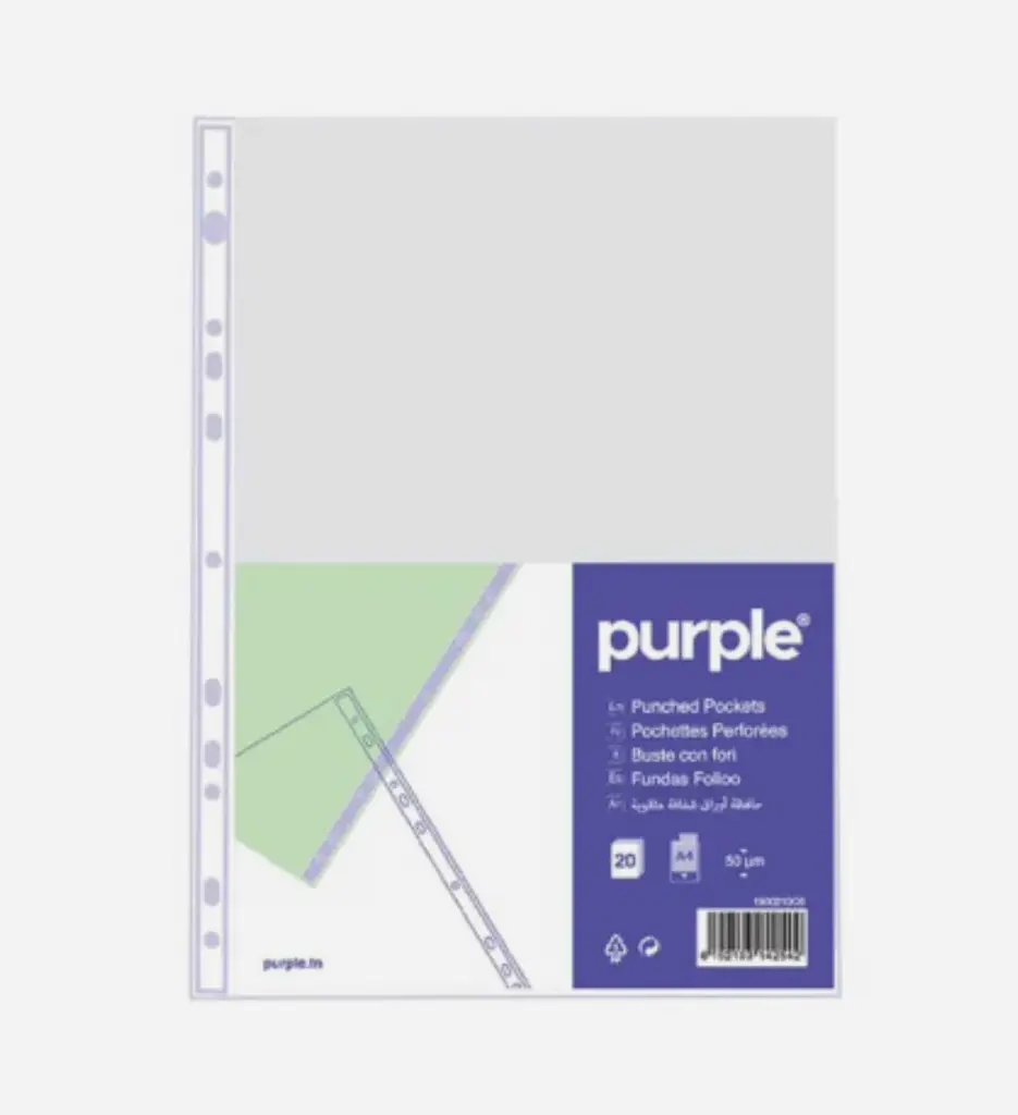 Paquet de 20 pochettes perforées - Purple