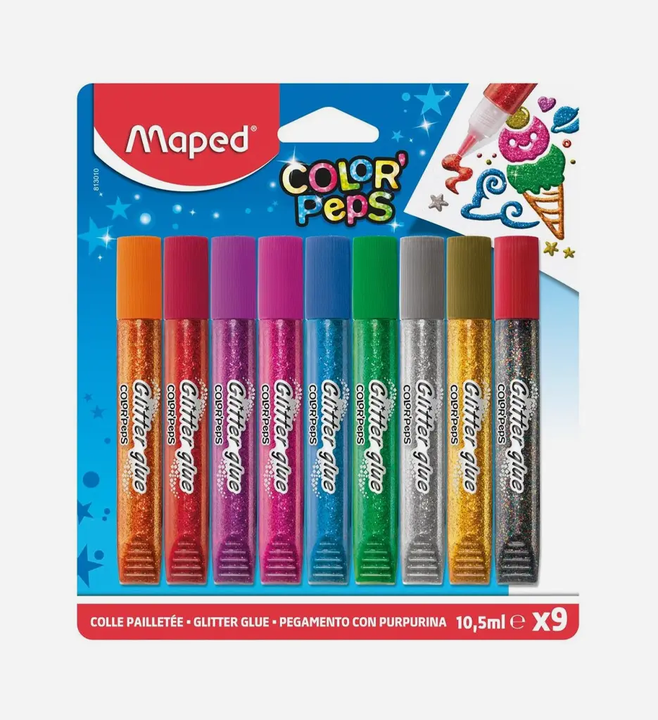Pochette 9 tubes colle glitter - MAPED