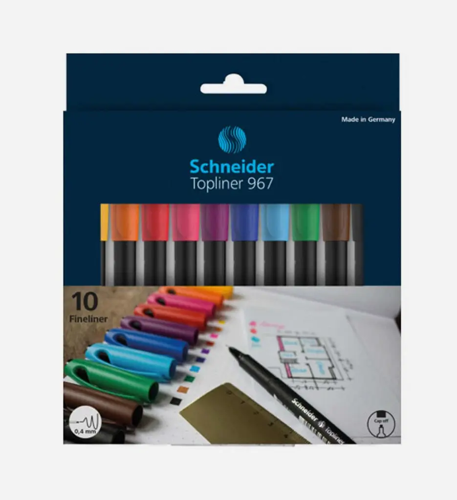 Pochette De 10 Feutres Pointe Fine 967 Schneider - Assorties