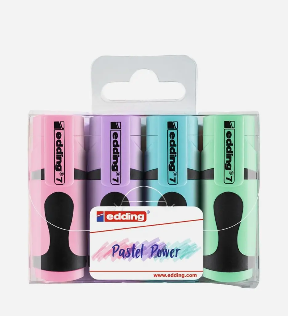 Pochette De 4 Mini Surligneurs Pastel - EDDING