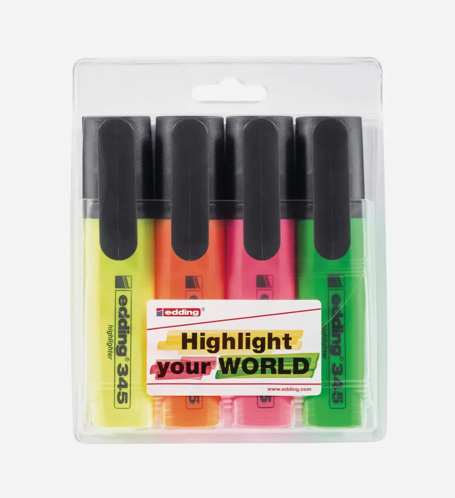 Pochette de 4 Surligneurs 345 - EDDING