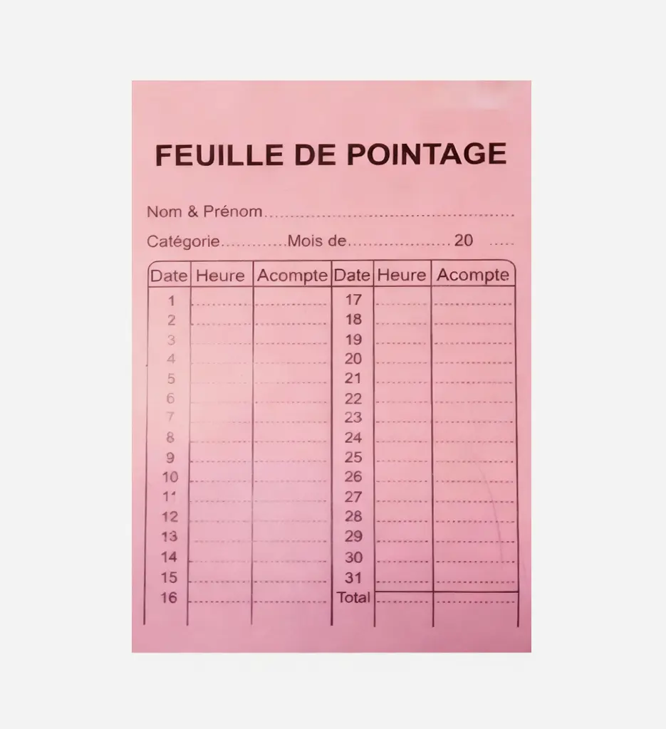 Rame de 100 Feuilles De Pointage 18x8.5
