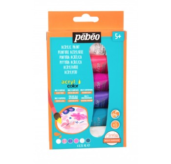 Set de Peinture Acrycolor Pastel de 6 Tubes de 20ML - Pébéo 