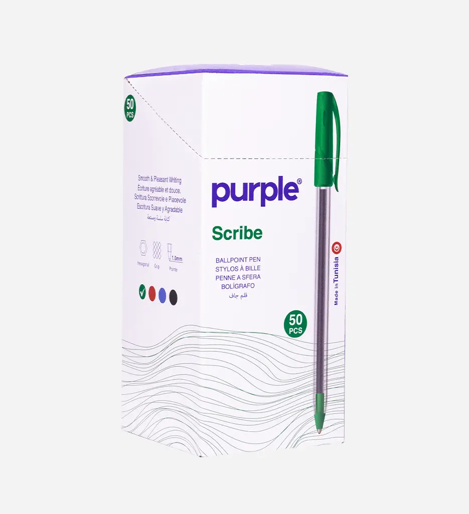 Boite de 50 Stylo à Bille Scribe Vert - PURPLE