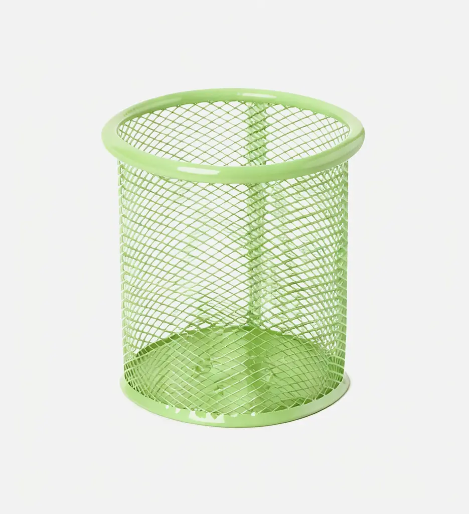 Pot à Stylo Rond Métal - Vert Pistache