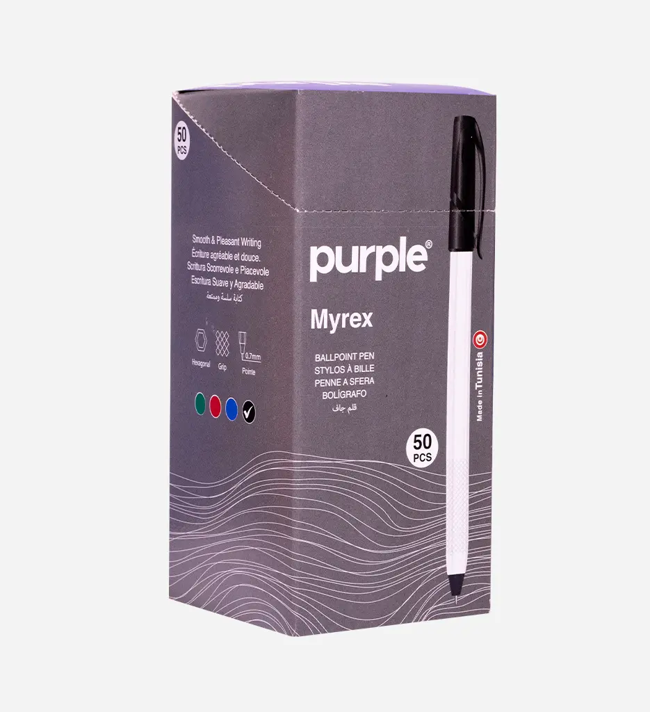 Boite de 50 stylos à bille fine Myrex - Noir