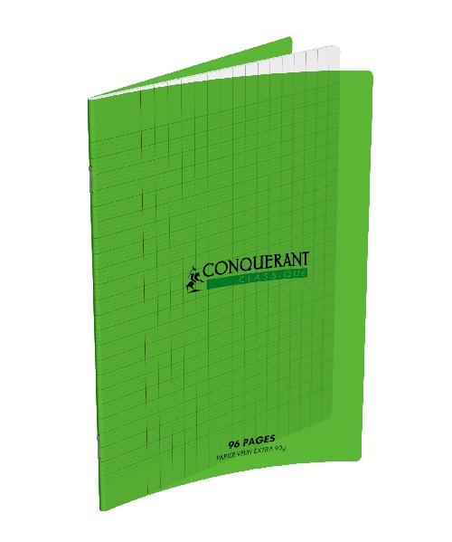 Cahier Piqué 96P 17x22 90Gr PP Vert - CONQUERANT 