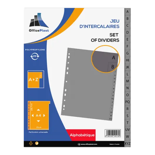 Jeu d'intercalaires Alphabétique A4 en PP 20 Positions - PURPLE 