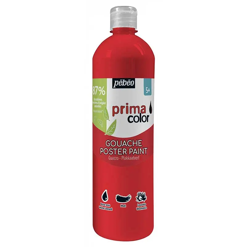 Peinture Gouache Enfant PrimaColor 1L Rouge Primaire - PEBEO