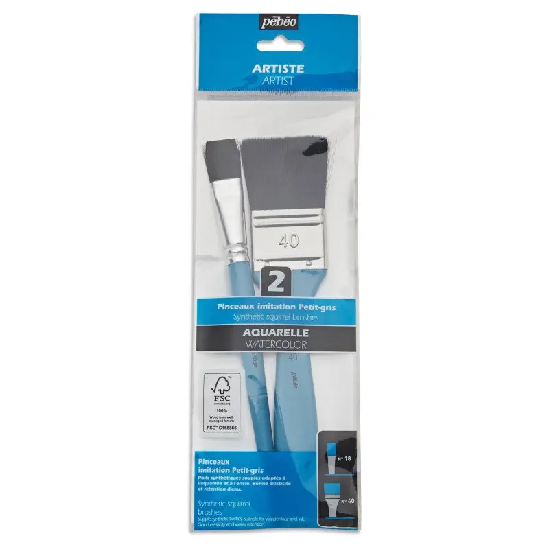 Pochette de 2 Pinceaux manches longs Aquarelle - PEBEO 