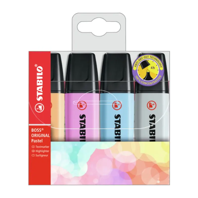 Pochette de 4 Surligneurs Boss Pastel 70/4-4 -  STABILO