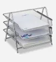 Bac à Courrier Métal 3 étages Argent