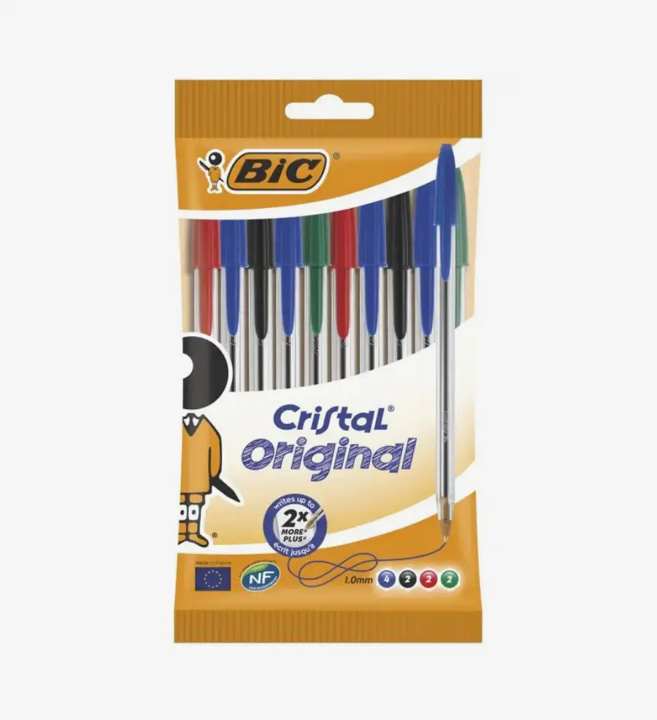 Pack de 10 Stylos Cristal Medium Assorties - BIC