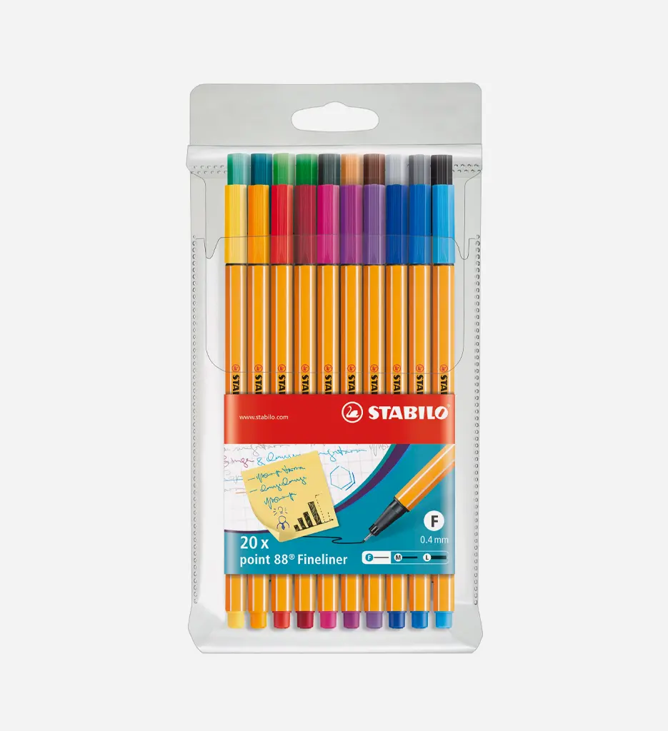 Pochette de 20 Feutres Point 88 - Assorties