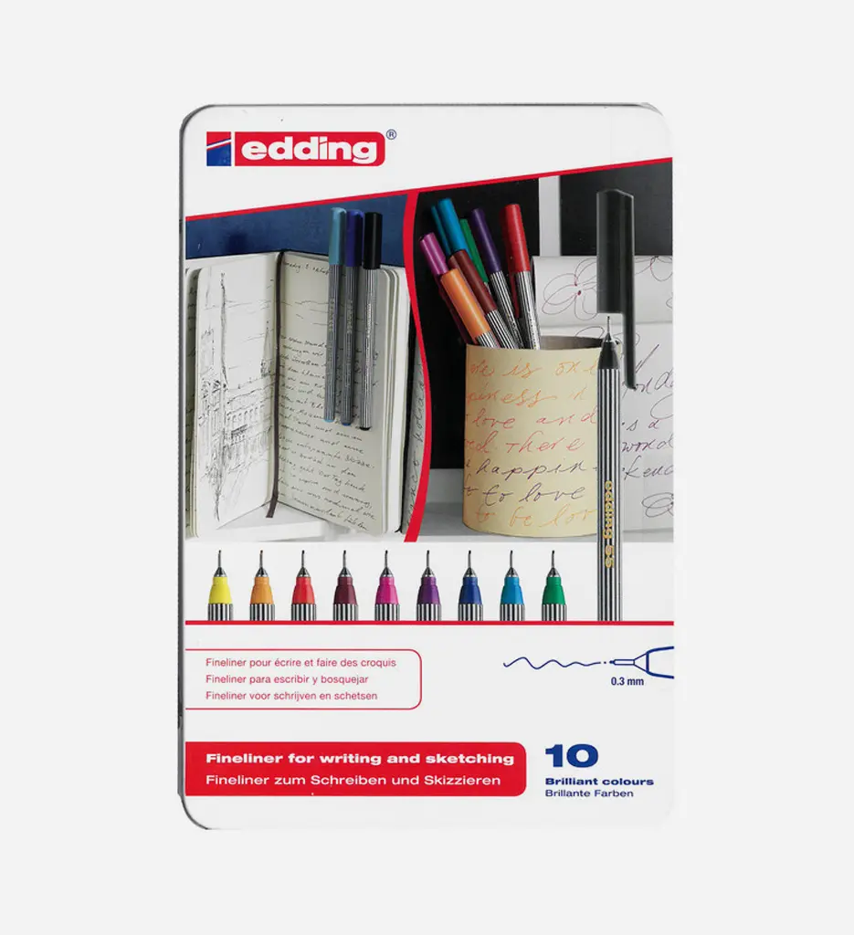 Boite Métallique 10 Feutres Coloriage EDDING 1300