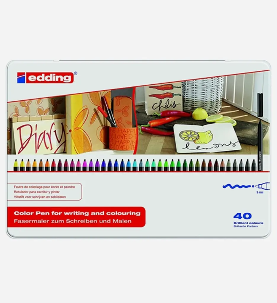 Boite Métallique 40 Feutres Coloriage EDDING 1300