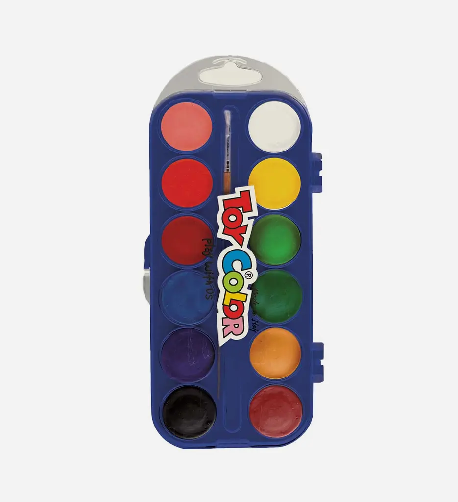 Boite de 12 Aquarelle Diam 30cm avec pinceau - TOY COLOR