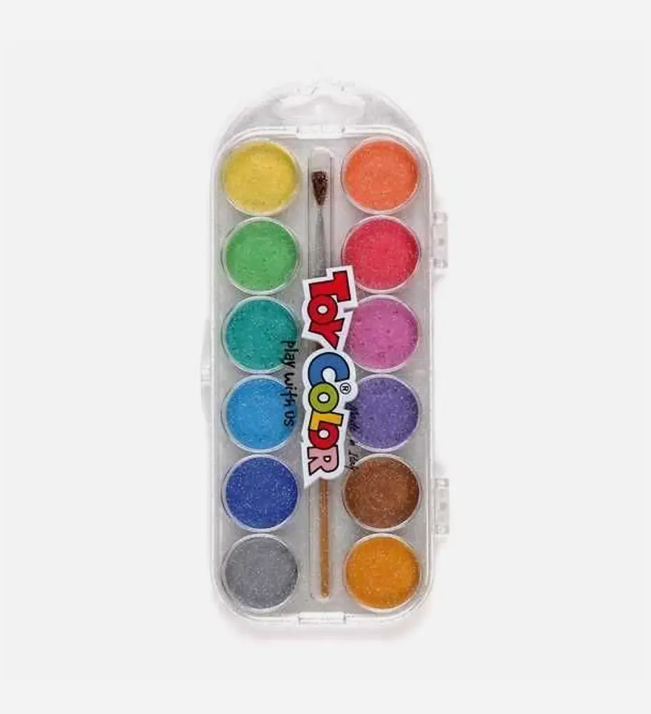Boite de 12 Aquarelles 30cm Nacrées + pinceau - TOY COLOR 