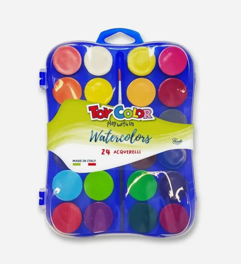 Boite de 24 Aquarelle Diam 30cm avec pinceau TOY COLOR